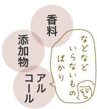 添加物、香料、アルコールなどのらないものイメージ