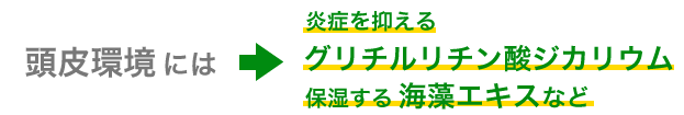 頭皮環境の乱れは炎症を抑えるグリチルリチン酸ジカリウム、保湿する海藻エキスなど